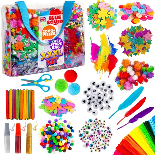 Miniatura 7 de Blue Squid Kits de manualidades de 1750+ piezas para niños, de 3 a 9 años. Regalos para niñas y niños. Artes y manualidades para niños. Kits