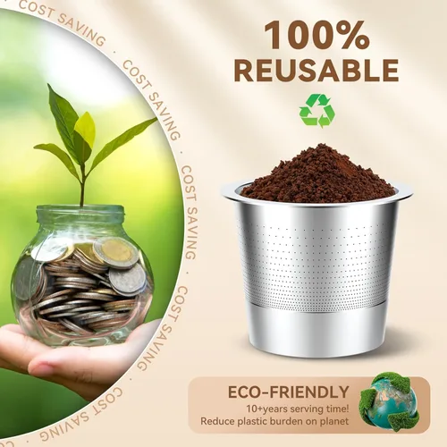 Miniatura 4 de CAPMESSO Cápsulas de café reutilizables K Cups para Keurig 1.0: Cápsula K recargable de acero inoxidable - Filtro de café reutilizable para cafetera
