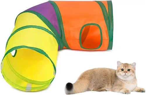 Miniatura 3 de Túnel para gatos con bola de juego, juguete interactivo de tubo de juguetes para gatos Peek-a-Boo, cubo colorido