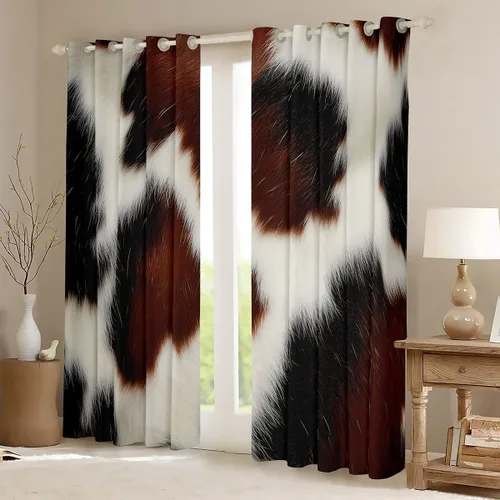 Miniatura 2 de Erosebridal Cortinas opacas con estampado de vaca lindo 30-50% para dormitorio, cortinas de piel de vaca de 38 pulgadas de ancho x 45 pulgadas