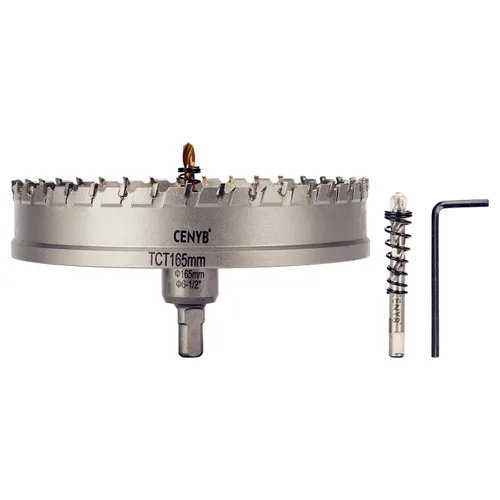 Miniatura 78 de 10 piezas (16-54 mm) Kit de sierra perforadora de carburo TCT para metales duros. Incluye 2 brocas de titanio, 1 broca piloto escalonada y 2 llaves