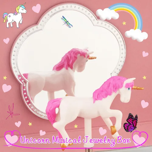 Miniatura 19 de RR ROUND RICH DESIGN - Joyero musical para niñas con cajón y juego de joyas con tema de bailarina, melodía de “El lago de los cisnes”, color rosado