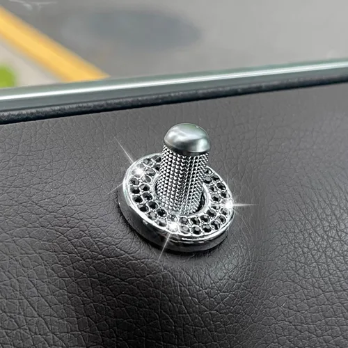 Miniatura 6 de BEYPOVK Paquete de 4 fundas brillantes para cerradura de puerta interior de automóvil, calcomanías de diamantes de imitación, tapones para cerradura