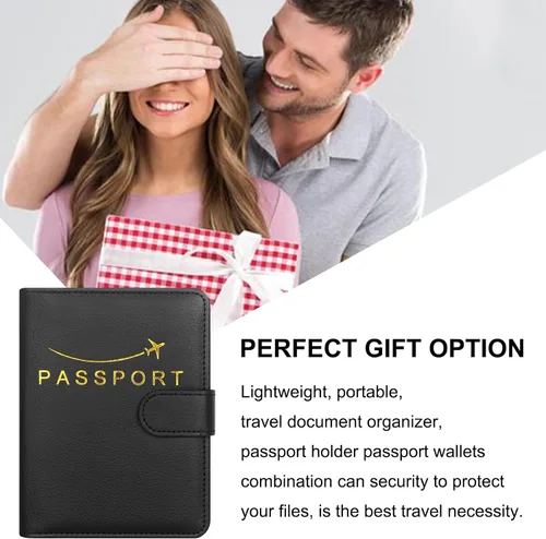 Miniatura 7 de Cartera de pasaporte de piel sintética para pasaporte, RFID impermeable, carteras esenciales para vacaciones, pasaporte, carteras de viaje