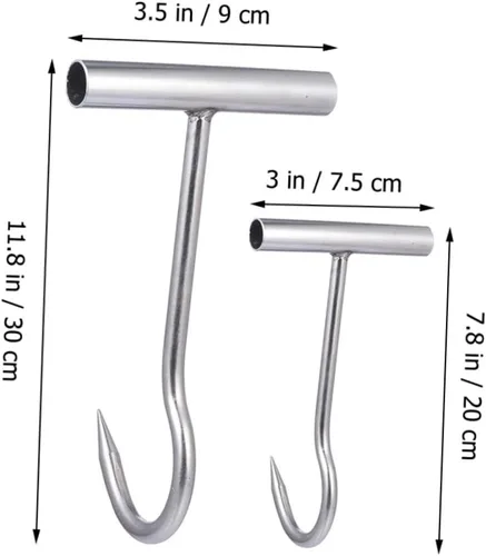 Miniatura 7 de 2 ganchos de carne en forma de t ganchos de acero inoxidable para mataderos carnicerías