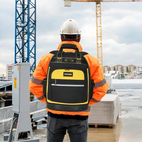 Miniatura 7 de Mochila de herramientas, bolsa de herramientas de trabajo con bolsillos multiusos, mochila de herramientas para reparador, electricista, manitas