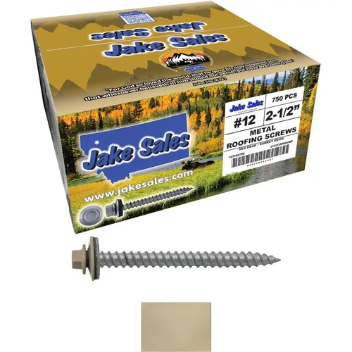 Miniatura 53 de 12 tornillos para techos de metal gris ABC de 2-1/2 pulgadas, cabezal de arandela hexagonal, arranque automático/roscado, arandela EPDM. 1 bolsa