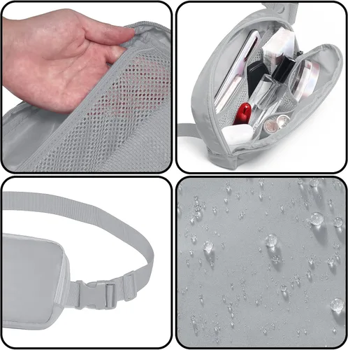 Miniatura 2 de Riñonera, bolsa para cinturón, correa ajustable ajustable de 40 pulgadas, para mujeres y hombres, Gris, Bolsa de cinturón