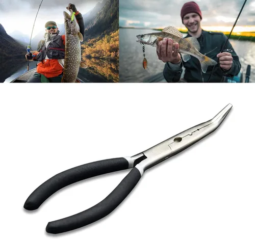 Miniatura 3 de Alicates multiusos de acero inoxidable - Alicates de corte de línea de extracción de gancho para manualidades de pesca con nariz doblada o recta