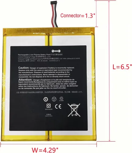 Miniatura 2 de Batería de repuesto compatible con tablet 58/00/0280 29/55/C7 A21/10 M2/V3/R5 3.8V 6300mAh