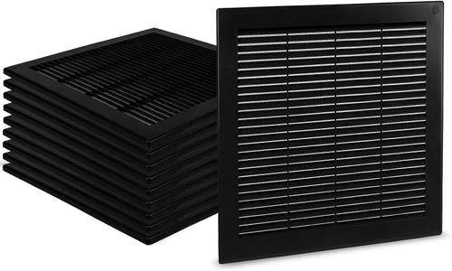 Miniatura 15 de Paquete de 2 cubiertas cuadradas de ventilación de aire de 4" x 4" (tamaño exterior) - Deflector de ventilación de plástico negro - Malla