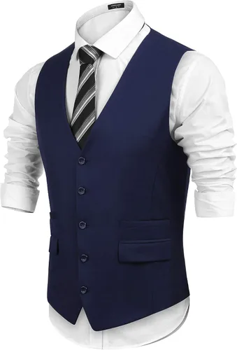 Miniatura 4 de COOFANDY Chaleco de traje de negocios para hombre, ajustado y ajustado para boda