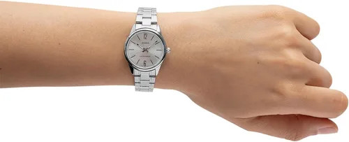 Miniatura 3 de Casio #LTP-V005D-7B Reloj analógico de 3 manecillas de acero inoxidable estándar con esfera plateada para mujer, plateado, Informal, clásico