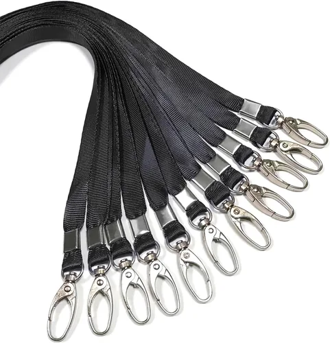 Miniatura 14 de 50 cordones grises plateados para insignias de identificación, cordón de nailon a granel, gancho giratorio para insignias de identificación