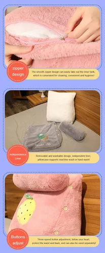 Miniatura 8 de Almohada triangular de cuña para lectura y televisión, patrón de frutas con almohada ajustable para el cuello, almohada de cuña, extraíble y Cactus