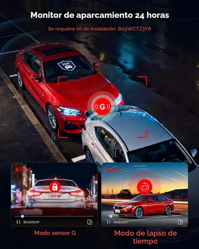 Miniatura 6 de REDTIGER Dash Cam 4K frontal y 1080P trasero, sensor STARVIS 2, WiFi de 5.8 GHz (20 MB/s), GPS, WDR y visión nocturna HDR, gran angular de 170°