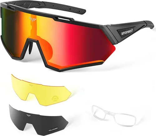 Miniatura 9 de Gafas de sol con protección UV, gafas de sol de ciclismo para hombres y mujeres, resistencia a los impactos Z87.1 para construcción Negro-hielo-azul