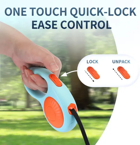 Miniatura 4 de Correa retráctil para perros pequeños y medianos con agarre suave antideslizante, sin enredos de 360°, cinta de nailon fuerte de 10 pies, freno