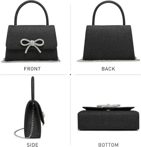 Miniatura 54 de Dasein Bolso de noche para mujer, embragues de fiesta, bolsos de boda, cóctel, baile de graduación, bolsos con purpurina esmerilada