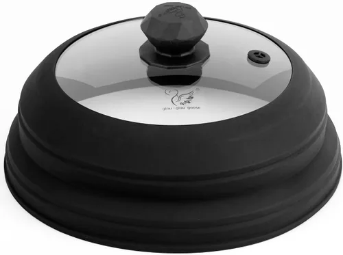 Cubierta para salpicaduras de microondas, tapa protectora de salpicaduras de vidrio ventilado con silicona plegable para alimentos como placa de