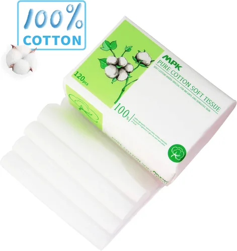 Miniatura 3 de MPK - Toallitas secas para bebés 100% algodón, sin perfume e hipoalergénicas, 120 unidades/paquete, 720 unidades/paquete de 6 pañuelos faciales