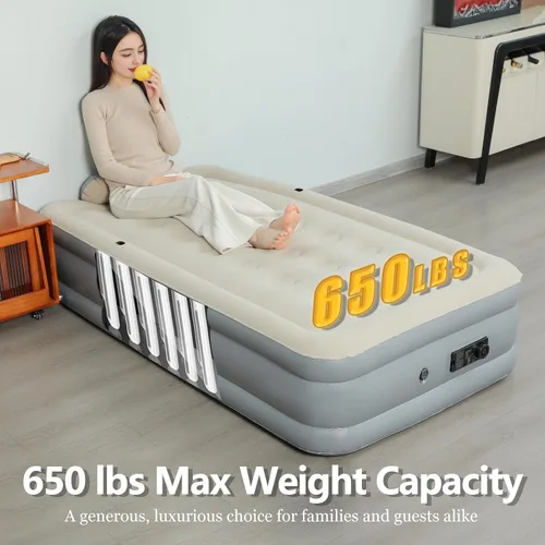 Miniatura 2 de Colchón de aire con cabecero, cama inflable de 16 pulgadas con bomba eléctrica incorporada, inflado/desinflado rápido de 2 minutos, diseño sin