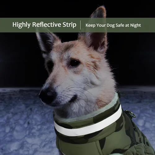Miniatura 4 de Lelepet Abrigo cálido para perro, abrigo de invierno para perro, chaqueta impermeable para perros con arnés incorporado, chaleco reflectante