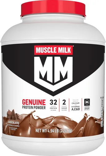 Pó de Proteína Genuína Muscle Milk, Chocolate, 4.94 Libras, 32 Porciones, 32g de Proteína, 2g de Azúcar, Calcio, Vitaminas A, C y D, Certificado NSF