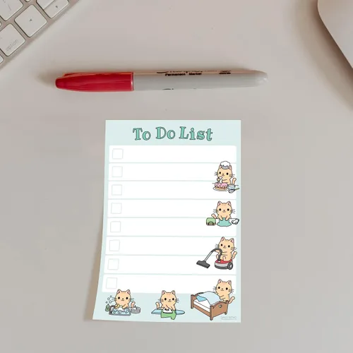 Miniatura 2 de Lista de tareas adhesiva linda de gato kawaii Cuaderno de notas de humor de gato, tarjeta de notas para regalo para amantes de los gatos 50