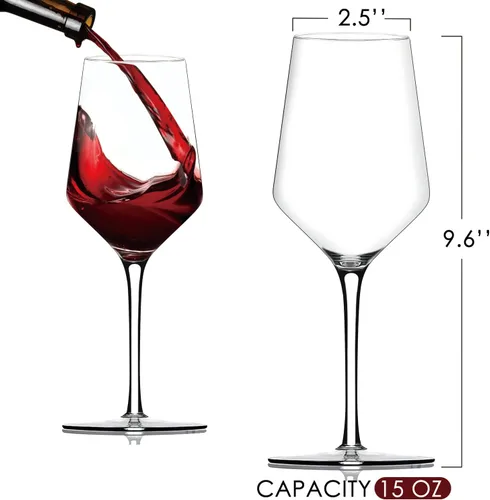 Miniatura 6 de Chouggo Juego de 6 copas de vino, cristal soplado a mano para vino tinto o blanco, 15 onzas, hechas a mano por artesanos, regalos para mujeres