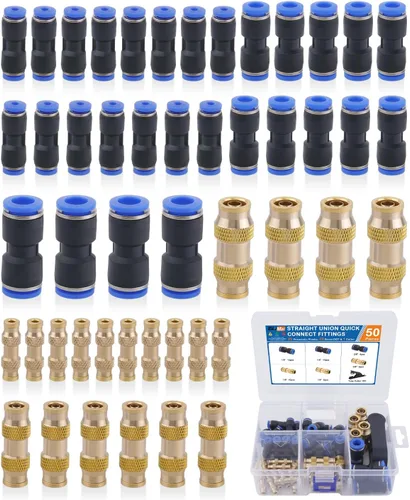 Miniatura 10 de 32 piezas de accesorios de línea de freno de aire de latón DOT surtido de 1/4" 3/8" 1/2" kit de accesorios de línea de aire de empuje para conectar