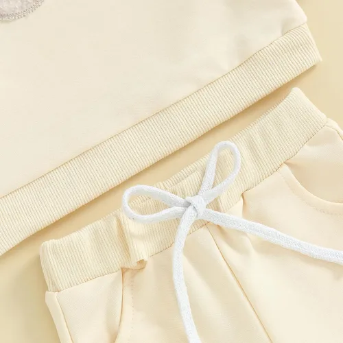 Miniatura 31 de Conjunto de 2 piezas de ropa de otoño para bebé y niña, sudadera de manga larga con cuello redondo y pantalones deportivos, conjunto de traje