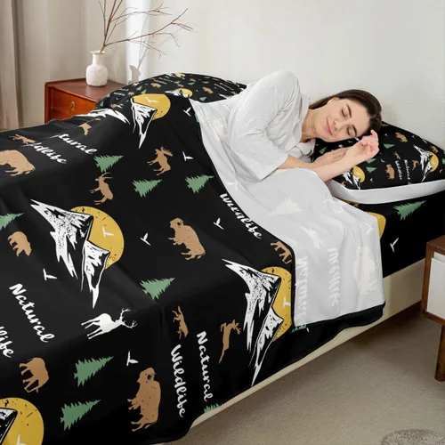 Miniatura 5 de Erosebridal Happy Camping - Juego de sábanas tamaño individual para niños, diseño de animales del bosque del bosque, para bebés, niños y niñas
