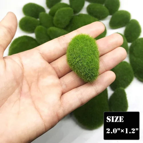 Miniatura 5 de Woohome 30 piezas de 3 tamaños de rocas artificiales de musgo decorativo, bolas de musgo verde, decoración de musgo falso para arreglos florales, 30