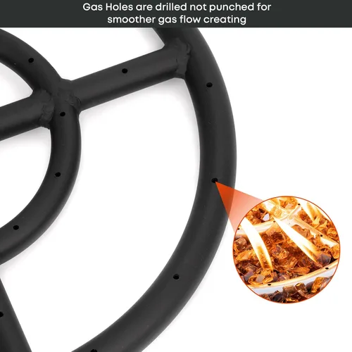 Miniatura 5 de Stanbroil Anillo redondo para quemador de fogata de 12 pulgadas para gas natural y propano, acero negro para chimenea interior y exterior, BTU