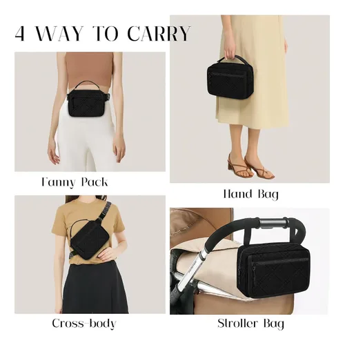 Miniatura 2 de Bolsa de pañales pequeña con cambiador portátil, mini riñonera cruzada para pañales con bolsillo para toallitas, bolsa de cintura para mujer