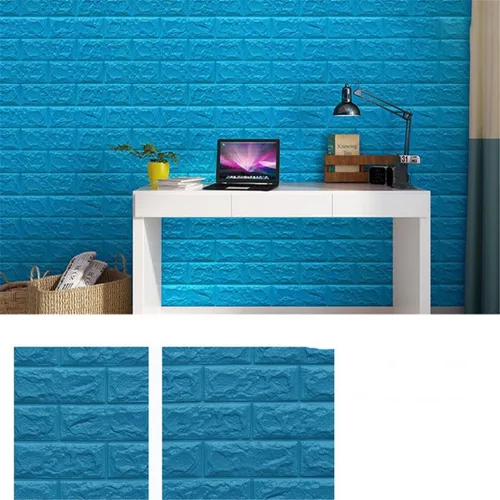 Miniatura 2 de Calcomanías de pared de ladrillo impermeables 3D de 27.56 x 11.81 pulgadas, paneles de pared autoadhesivos de espuma para TV, sala de estar