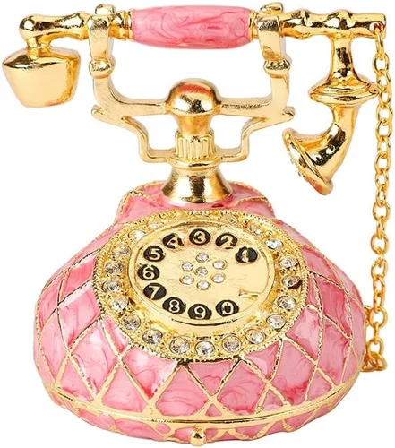 QIFU Caja de baratija pintada a mano pequeña de color rosa con bisagras, regalo único para la familia
