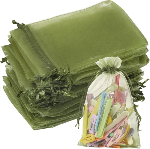 Miniatura 15 de Partyeah 50 bolsas de organza de 4 x 6 pulgadas, pequeñas bolsas de malla para joyas, bolsas con cordón para bolsas de regalo de organza de dulces