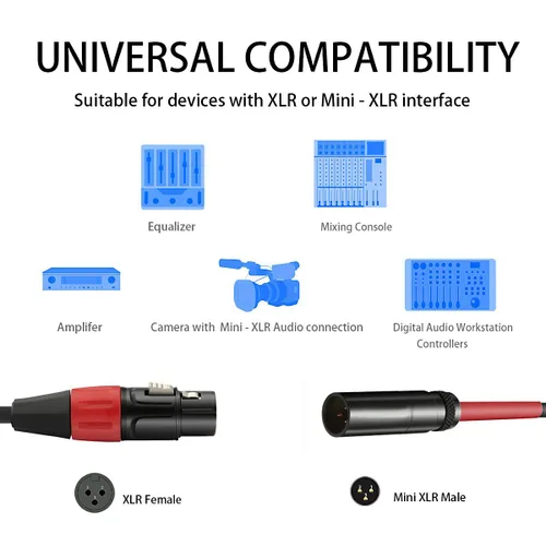 Miniatura 3 de Cable de audio para micrófono Mini XLR macho a XLR hembra para Blackmagic Pocket 4K Cámara Video Assist 4K - 1 pie
