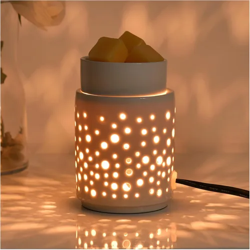 Miniatura 7 de Calentador de cera de cerámica, calentador de cera de velas, luz nocturna, derretidor de cera eléctrico 2 en 1 y calentador de fragancias