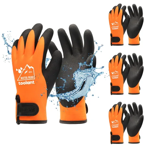 Miniatura 10 de Guantes impermeables para hombres y mujeres, guantes para congelador con agarre, doble recubrimiento de nitrilo para repelente extremo al aceite