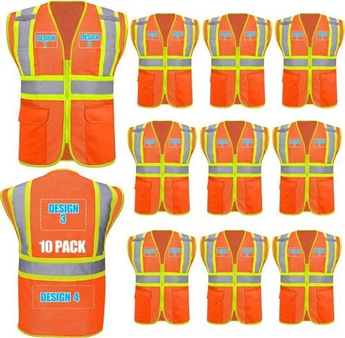 Miniatura 45 de Chalecos de seguridad con logotipo personalizado (S, M, L, XL, 2XL, 3XL, 4XL) Chalecos de seguridad reflectantes de alta visibilidad Clase 2