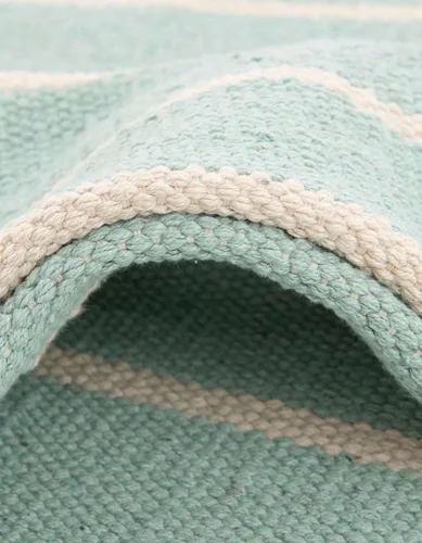 Miniatura 7 de Unique Loom Chindi Cotton Collection - Alfombra de área - Sophie (2 pies 2 pulgadas x 6 pies 1 pulgada, color aguamarina y blanco)