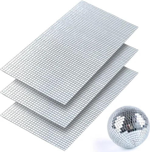 Miniatura 8 de Hoja de azulejos de mosaico autoadhesivos, azulejos de bola de discoteca, piezas de espejo de mosaico cuadrado, tiras de espejo de vidrio pequeñas