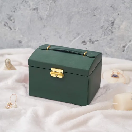 Miniatura 6 de Volance Joyero organizador para mujeres y niñas, 3 capas de piel sintética de tamaño mediano con cerradura y bandeja extraíble, para collares
