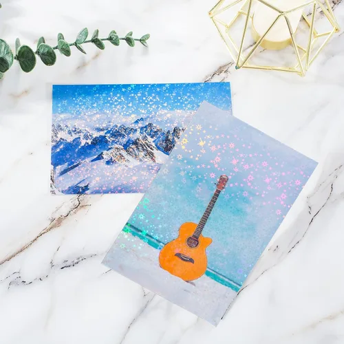 Miniatura 7 de Nihuecne 24 hojas de papel adhesivo de vinilo imprimible tamaño A4 (8.25 x 11.7 pulgadas), papel adhesivo holográfico brillante, autoadhesivo