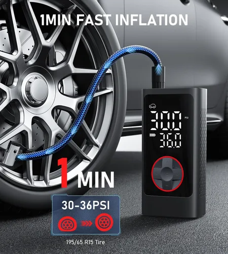 Miniatura 2 de Inflador de neumáticos, compresor de aire portátil, bomba de aire inalámbrica de 150 PSI para neumáticos de automóvil, bomba de neumáticos