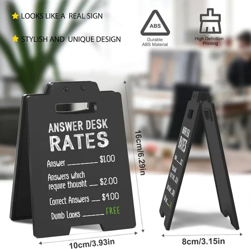 Miniatura 5 de Letrero divertido para escritorio de oficina, placa de humor con texto en inglés "Responder Desk Rates", regalo sarcástico divertido para compañeros