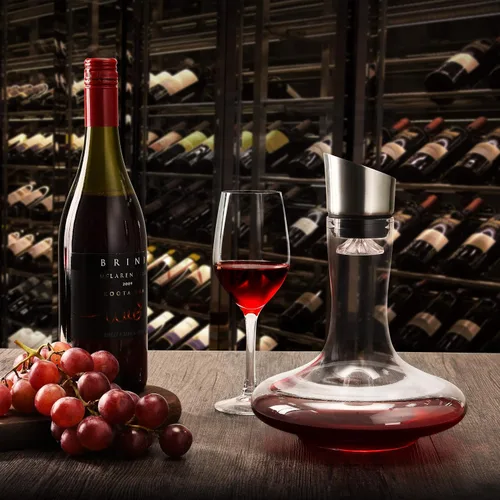 Miniatura 3 de Decantador de vino con aireador integrado, jarra de vino, decantador de vino tinto, vidrio de cristal 100% sin plomo, aireador de mano de vino